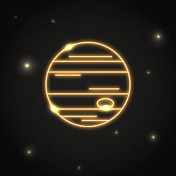 Neon planet Jupiter icon in thin line style Stock Illustration