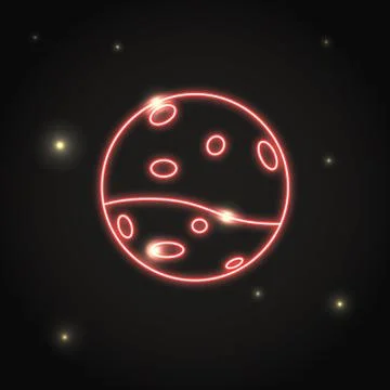 Neon planet Mars icon in thin line style Stock Illustration