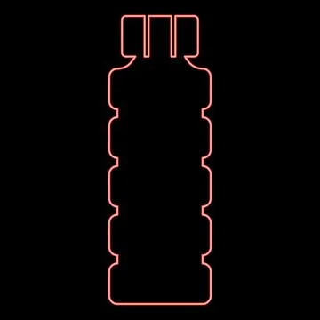 Neon plastic bottle of water red color vector illustration image flat style Stock Illustration