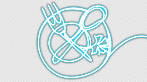 Neon plate spoon and fork on a white background. Stock Footage 182924059