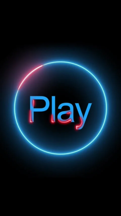 Neon play button animation abstract glowing circle digital interface vertic.. Stock Footage 344285956