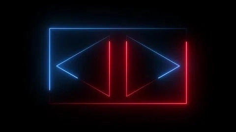 Neon play button icon, glowing play button animation Stock Footage 320836722