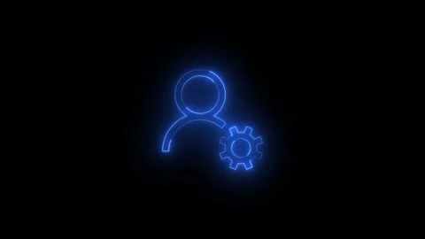 Neon player settings icon glowing black background animation Видео 289564860