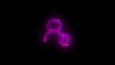 Neon player settings icon glowing black background animation Vidéo 289564897
