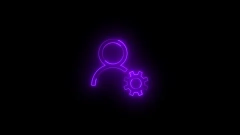 Neon player settings icon glowing black background animation Stock Footage 289564906