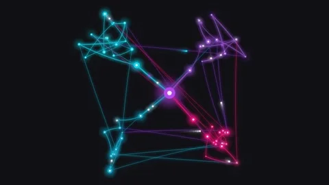 Neon plexus constellation abstract lines motion graphics connectivity digit.. Stock Footage 340971327