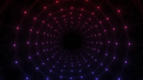 Neon Plexus Digital Tunnel Animation. Data Flow. Cyber Technology Background. 库存影片 190485172
