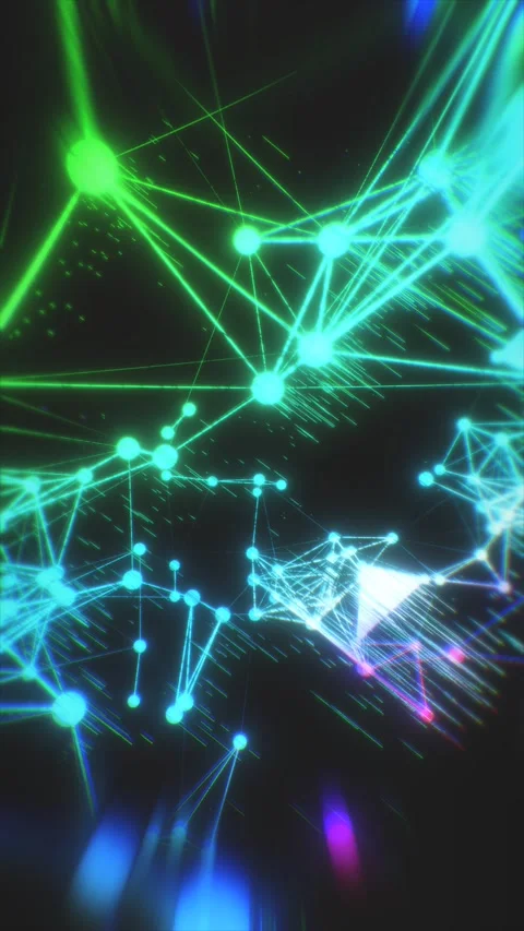 Neon Plexus Network Nodes Cyber Technology Loop Stock Footage 341243634