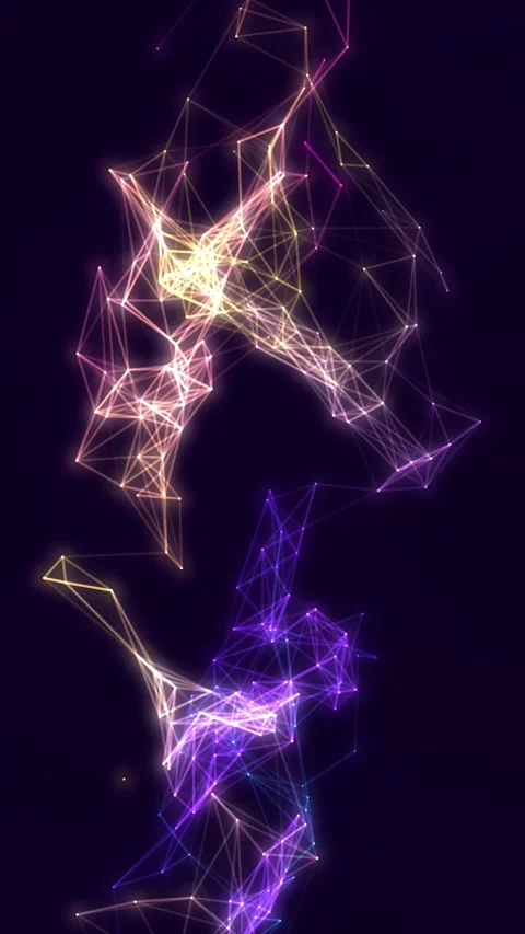 Neon Plexus Network Wave Loop in Vertical Format Stock Footage 346114725
