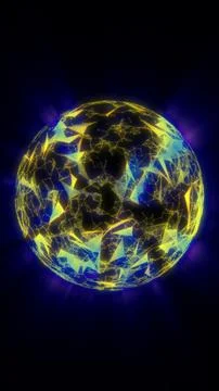 Neon Plexus Sphere Network Node Global Tech Cyberpunk Background Stock Illustration