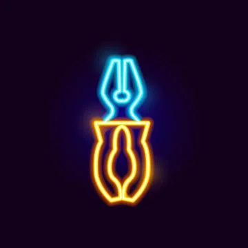 Neon Pliers Icon Stock Illustration