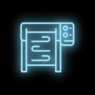 Neon plotter printing large format blueprints on black background Stockillustratie