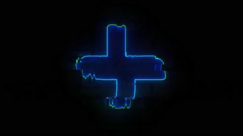 Neon Plus Glitched shape design motion graphic. Stock Footage 154540677