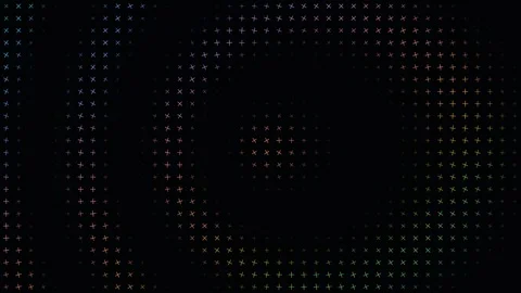 Neon plus signs pattern shifting colors on black background Stock Footage 335932936