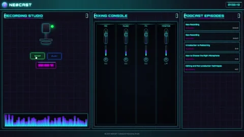 Neon Podcast Studio: Cyberpunk Interface Demo Stock-Footage 304398088