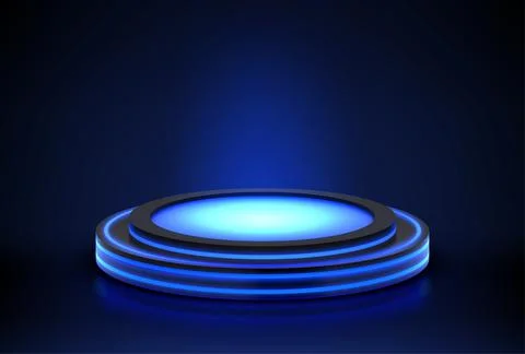 Neon podium. Empty stage for product presentation Stock Illustration