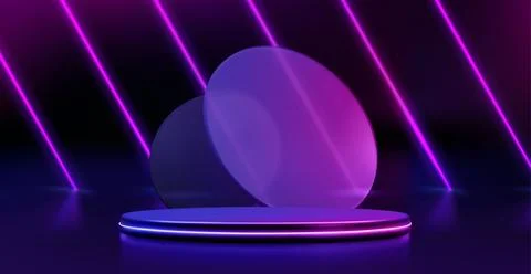 Neon podium with purple blue gradient lighting 库存插图