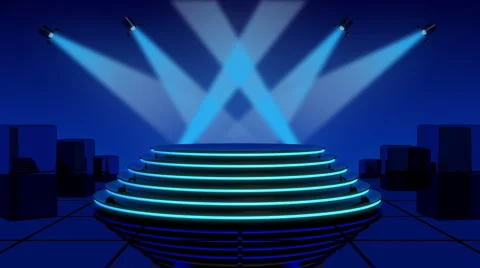 Neon podium with searchlights Stockbeeldmateriaal 5165251