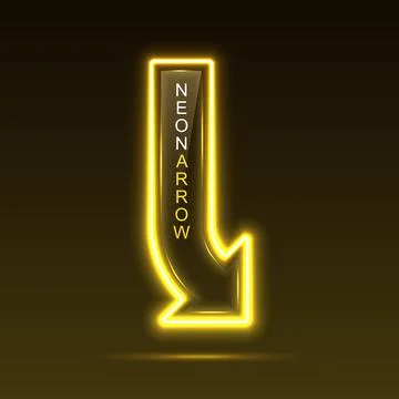Neon pointer arrow with vertical text. Direction indicator. イラスト素材