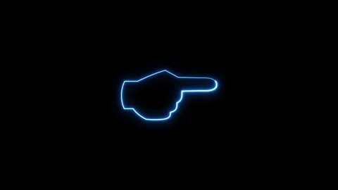 Neon pointing finger glow animation, illuminated direction indicator in motio Stock-Footage 337330913