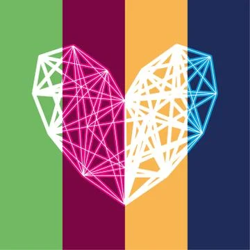 Neon polygon heart Stock Illustration