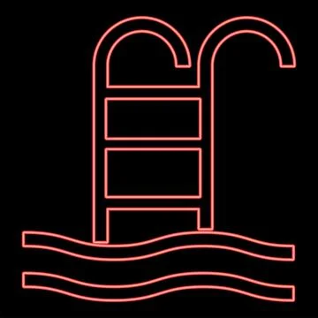 Neon pool red color vector illustration flat style image Stock Illustration