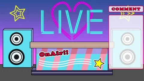 Neon pop live Looping streaming background. 1080p Stock Footage 258881277