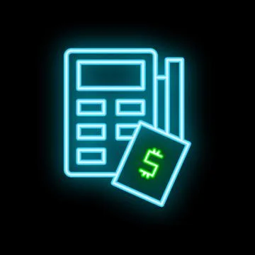 Neon pos terminal processing payment with dollar sign on black background Stock Illustration
