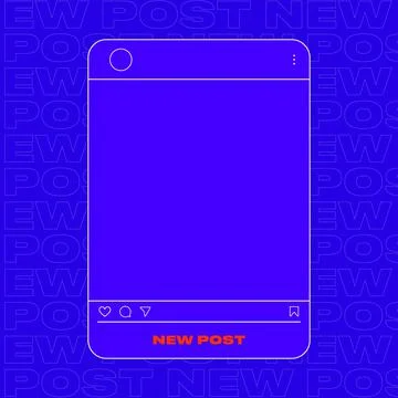 Neon Post Stroke. Bright Blue Interface for New Publication in Social Media Stock Illustration