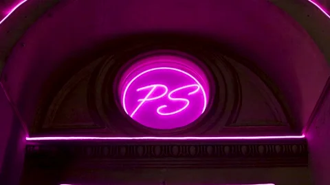 Neon postscript Inscription text pink color Stock Footage 150910200