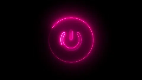 Neon power button animation glowing switch technology Stock Footage 330541420