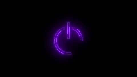 Neon power button update icon glowing black background animation Vidéo 289565166
