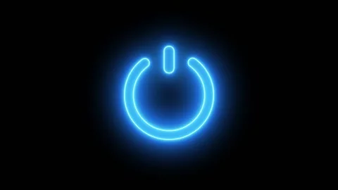 Neon Power reset button sign icon animation isolated on black background Stock Footage 321469741
