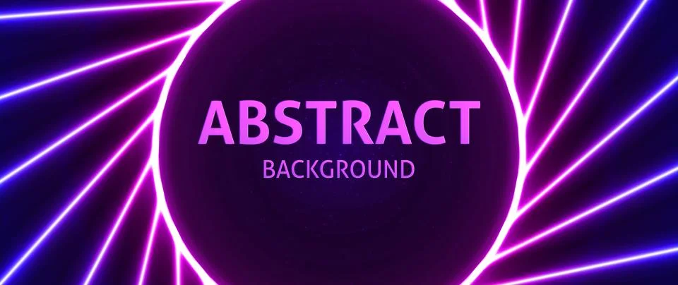 Neon powerful beams creates a circular area in the center for your text. Stock Illustration