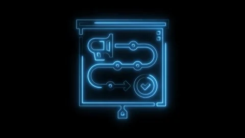 Neon presentation board animation with workflow process for marketing and s.. Stock Footage 312329289