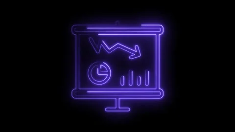 Neon presentation chart shows negative sales performance and limited timeframe Stock Footage 322975338