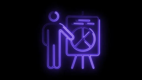 Neon presentation showing sales data graph and statistics for corporate bus.. Stock Footage 314536843