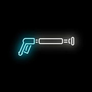 Neon pressure washer icon shining blue and white light Stock Illustration
