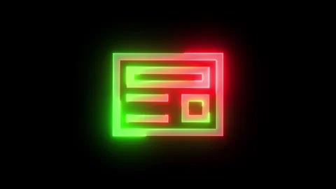 Neon preview link icon green red color glowing animation black background Stock Footage 266129242