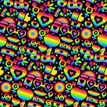 Neon Pride Seamless Pattern Illumination Illustrazione stock