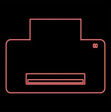 Neon printer red color vector illustration flat style image Stock Illustration