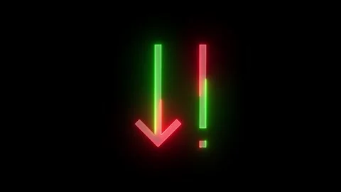 Neon priority icon green red color glowing animation black background Stock Footage 266823630