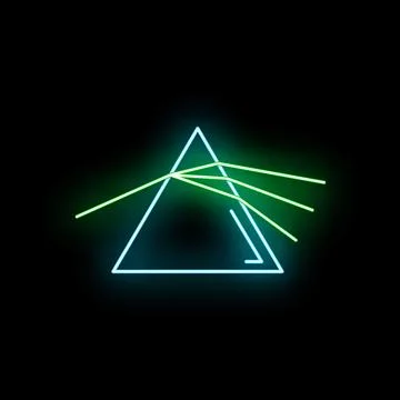 Neon prism refracting light spectrum on black background Stock Illustration