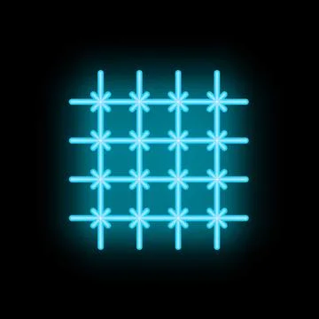 Neon prison bars glowing on black background Stock Illustration
