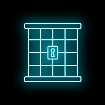 Neon prison bars with keyhole security concept Stock Illustration