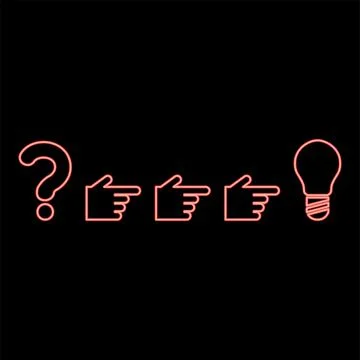 Neon problem solution concept red color vector illustration image flat style Stock Illustration