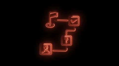 Neon process diagram animation showing goal checkpoints question marks and .. Stock Footage 345992925