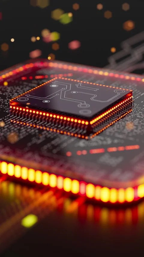 Neon processor powering advanced artificial intelligence systems Stock Footage 338985459
