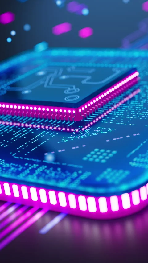 Neon processor powering future digital technology Stock Footage 341882711