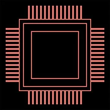 Neon processor red color vector illustration flat style image 库存插图